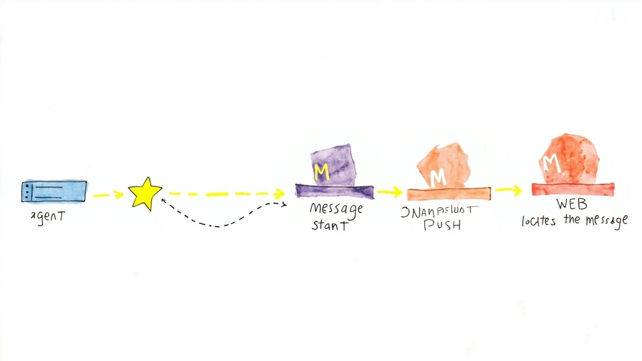 messageId 从 agent 一路穿透到 web:同一颗 M 之星贯穿 message-start / snapshot push / web locates 三个节点